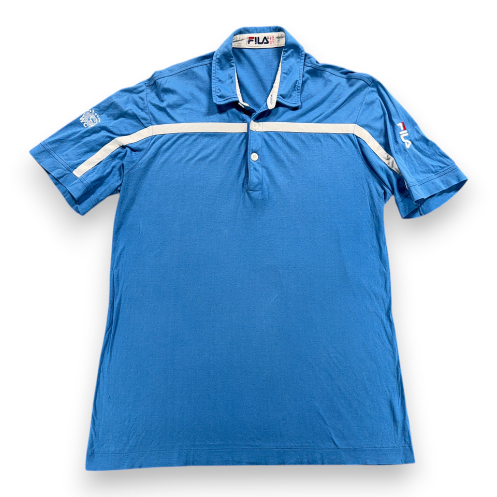 Vintage Fila Polo Shirt Adult MEDIUM Blue Championship Tennis WCT Italy 80s